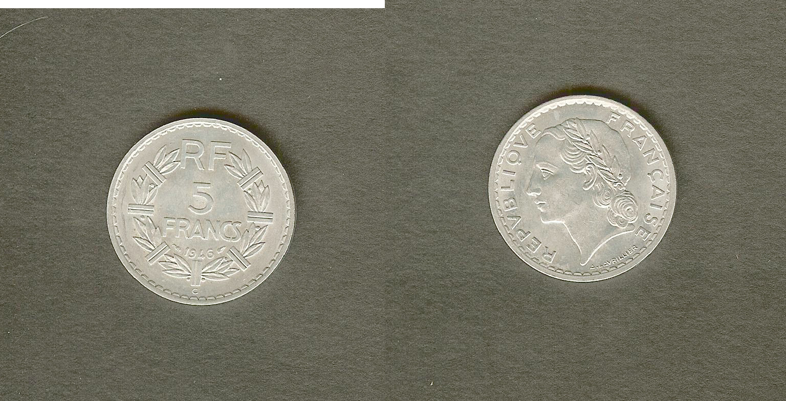 5 francs Lavrillier (Alu.) 1946C vUnc/Unc